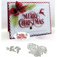 Merry Christmas Reindeer Metal Cutting Die Cuts, Merry Christmas Reindeer Ste...