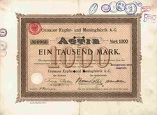 Crusauer Kupfer Messingfabrik Hamburg 1889 Schleswig Holstein Flensburg 1000 M