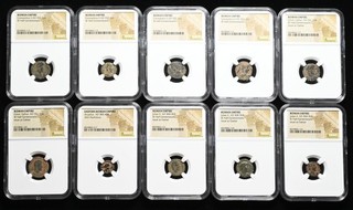 IMPERO ROMANO. Lotto di 10 monete antiche assortite certificate NGC varietà di tipi