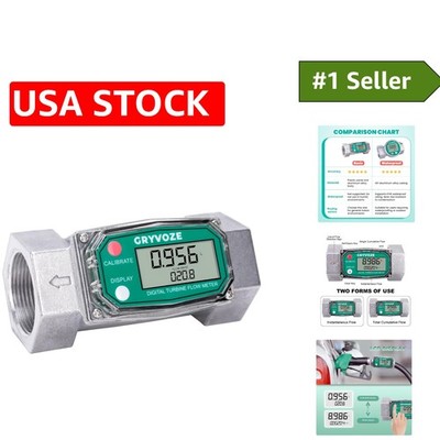 Precision 1.5 Inch Fuel Flow Meter - 10.5-74 GPM, Supports Multiple Liquid Types