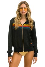    NWT Aviator Nation 5 Rainbow Stripe Hoodie Unisex Size S - Charcoal MSRP 196