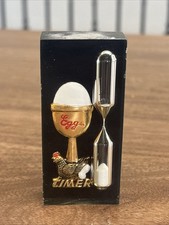 Vtg BlackLucite Chicken Egg Timer Sand Hourgl...