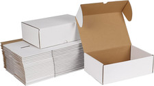 9x6x3 White Shipping Boxes Set of 25, Corrugated Cardboard Mailer Boxes for Pack