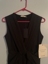 NWT Prada Women’s Black Medium Cotton Stretch V Neck Sleeveless Dress
