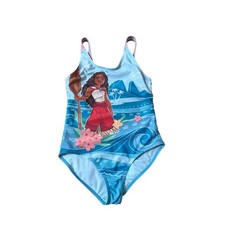 Disney Moana 2 One Piece Swimsuit Kids Blue Tropical Graphic SIZE 6/6X