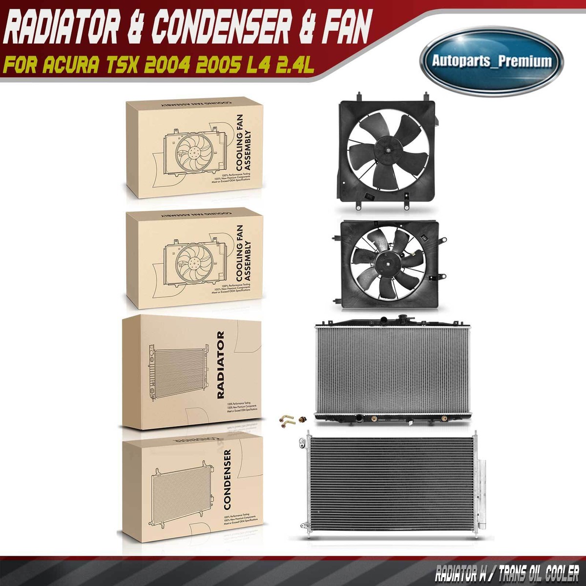 Radiator and AC Condenser Kit For 2004 2005 2007 2008 Acura TSX