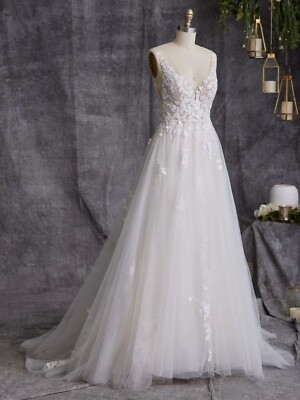 Brautkleid Hochzeitskleid Ivory Spitze Träger Rückenfrei Ivory Illusion  Weiß Neu