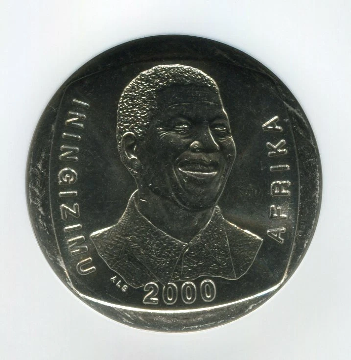 South Africa Year 2000 5R Nelson Mandela Smiley Madiba Coin NGC MS 62 x 10 Coins - Image 3 of 4