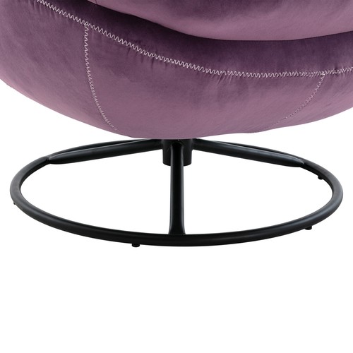 Velvet Swivel Accent Chair with Ottoman Set Armchair Sofa Lounge Chair Purple - Picture 10 of 12