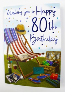 Mens Happy 80th Birthday Greeting Card Envelope Seal Verse Age