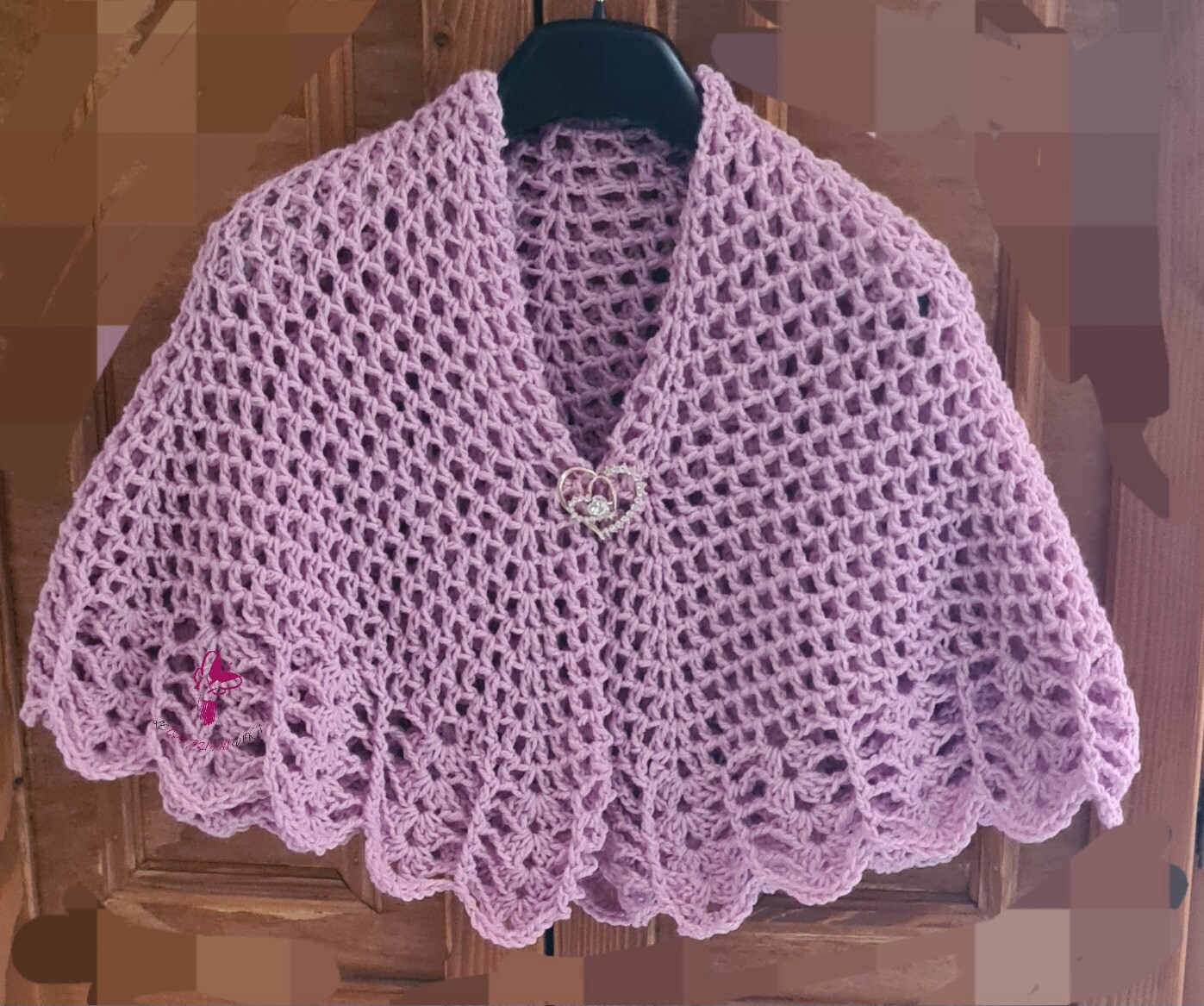 Mantellina della nonna rosa antico,lana oeko -tex, scialle,coprispalle,uncinetto