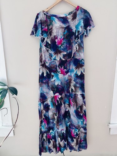 Maxi Vestido Suave Alrededor Para Mujer Sueños Italianos Talla XL Niveles Floral Modesto - Imagen 4 de 9