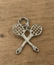 Sterling Silver Tennis Racket Sport Charm Pendant