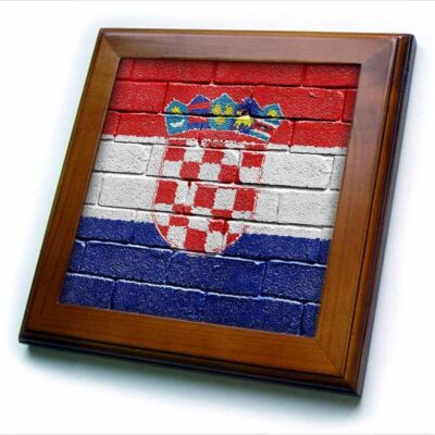 3dRose National flag of Croatia painted onto a brick wall Croatian 8x8 Framed Ti
