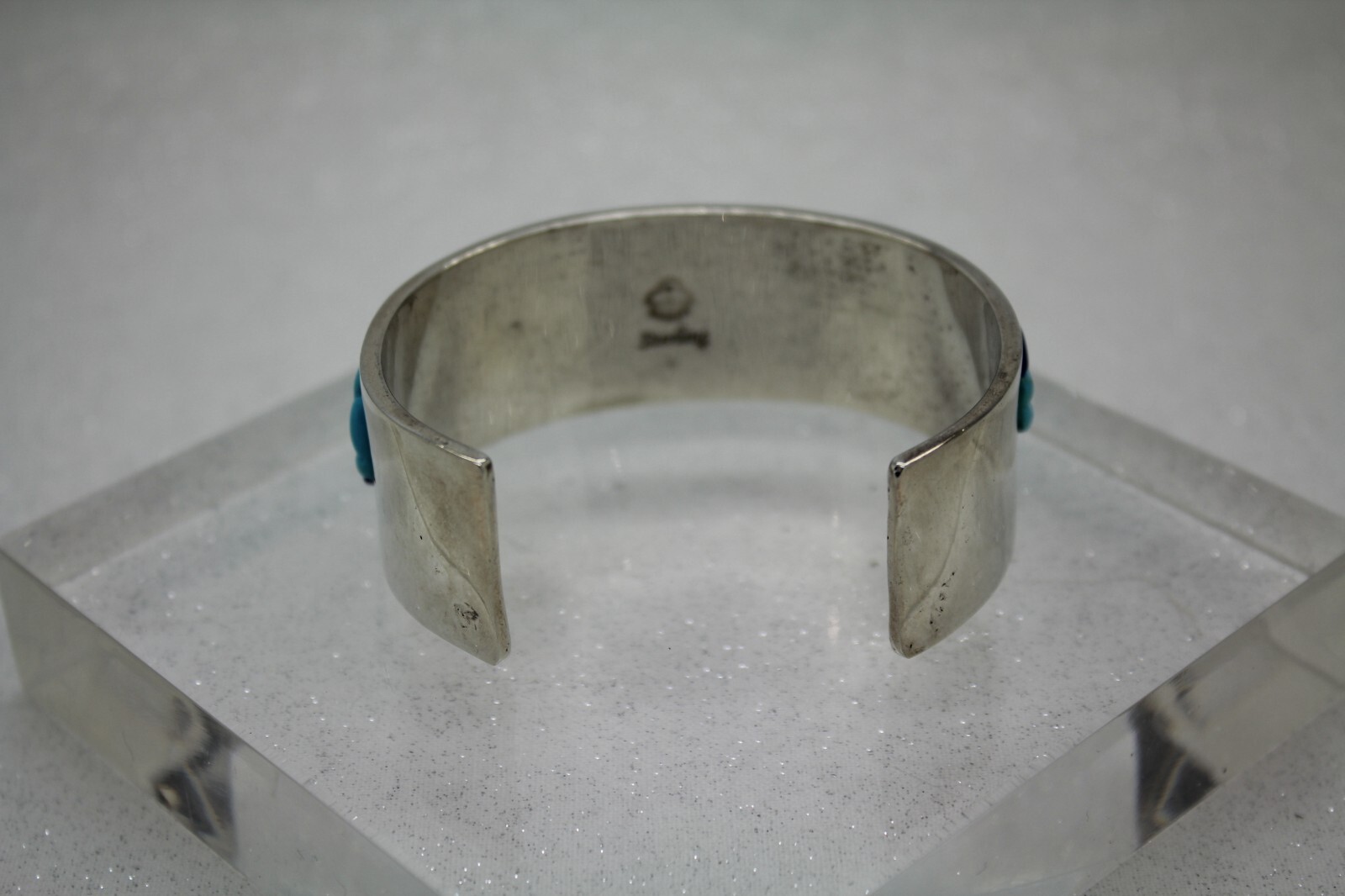 Signed .925 Sterling Silver MULTI STONE INLAY CUF… - image 6