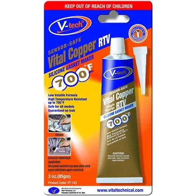 V-Tech Vital Copper RTV Silicone Gasket Maker High Temp Engine Leak-Proof 85g