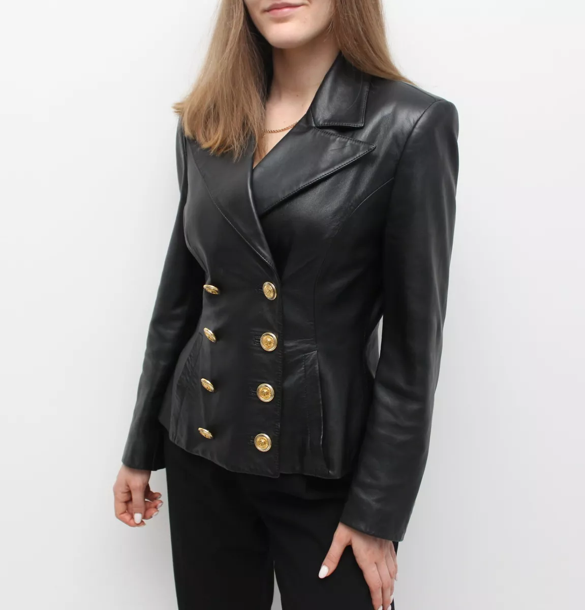VINTAGE GIANNI VERSACE VERSUS RARE Leather Jacket Double Breasted