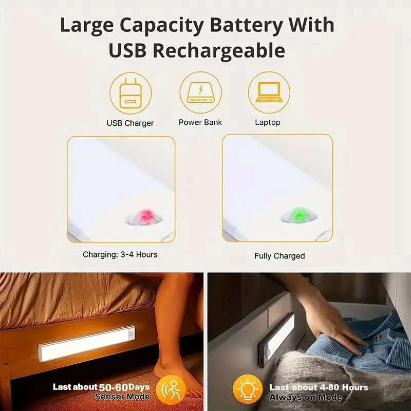 Lampe LED Capteur de Mouvement Rechargeable – Éclairage Automatique Sans Fil - Photo 4/4