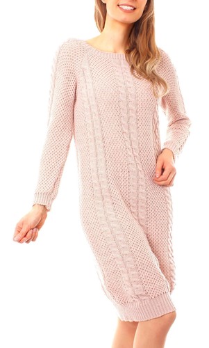 Ladies Chunky Knitted Jumper Dress Long 