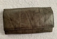 VTG Princess Gardner Checkbook Wallet Full Grain Cowhide Leather Bi-Fold Gray