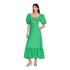 Sandro Falbala Rhinestone Embellished Cutout Midi Dress Green 36 / Small New