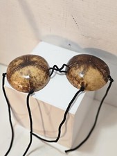 Vintage Coconut Bra Hawaiian Hula Dancer Islander Costume Bikini Top Tie Strap