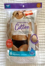 Hanes Ultimate Breathable Cotton Tagless Hipsters 6 , 7/L, Neutral Colors, New