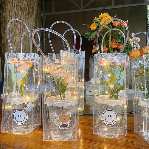 PVC Flower Bag Stall Flower Bag Transparent Tote Bag DIY Single Flower Packag-jy - Photo 9/12