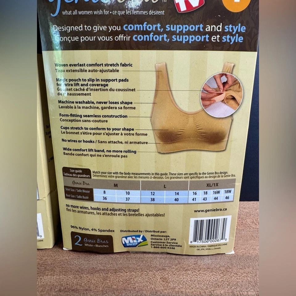 Nuevo en caja Sujetador Genie Comfort Sin Forma de Alambre Ajuste Banda de Elevación Ancha Se ajusta a tu Forma Foto 2 de 4