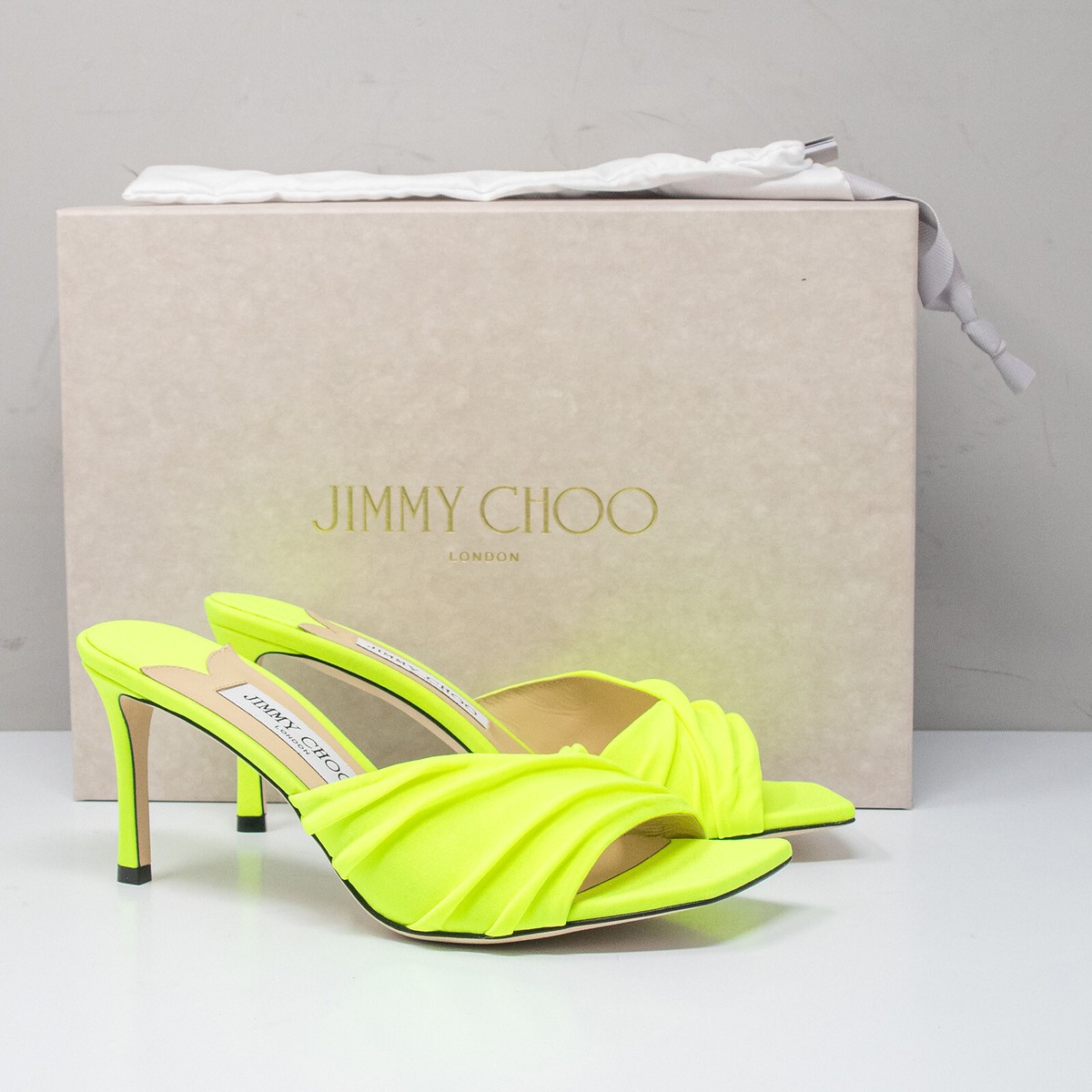 Jimmy Choo Basil 75 Neon Apple Green Heels, Size 7.5 US (37.5 EU