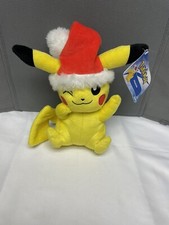 2017 TOMY Pokemon: PIKACHU Santa Hat 9" Plush Stuffed Toy Christmas Holiday