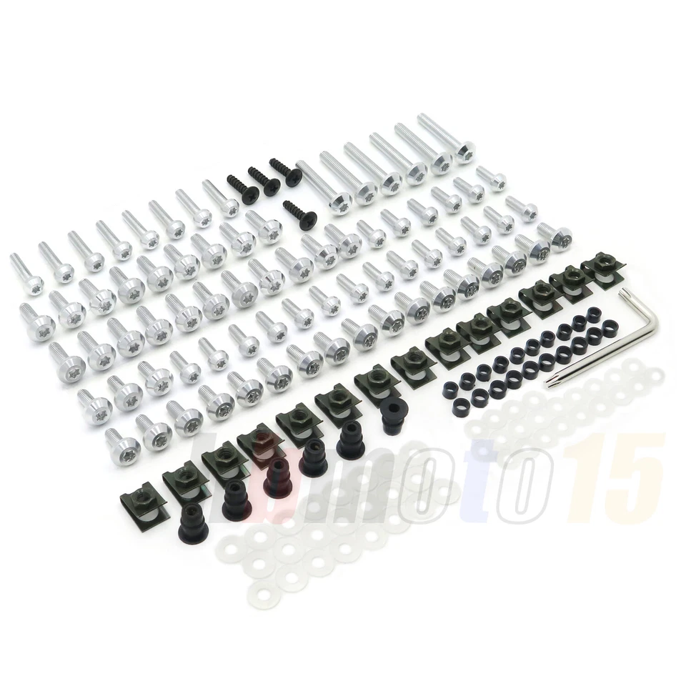 Kit de tornillos de carrocería de carenado plateado para Suzuki Honda Yamaha Aprilia Kawasaki GSXR Foto 3 de 4