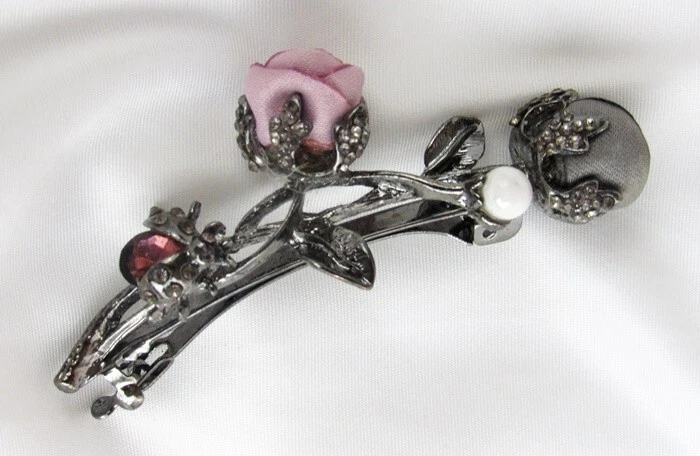Silver rose hair sale clip