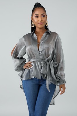 silver sheer blouse