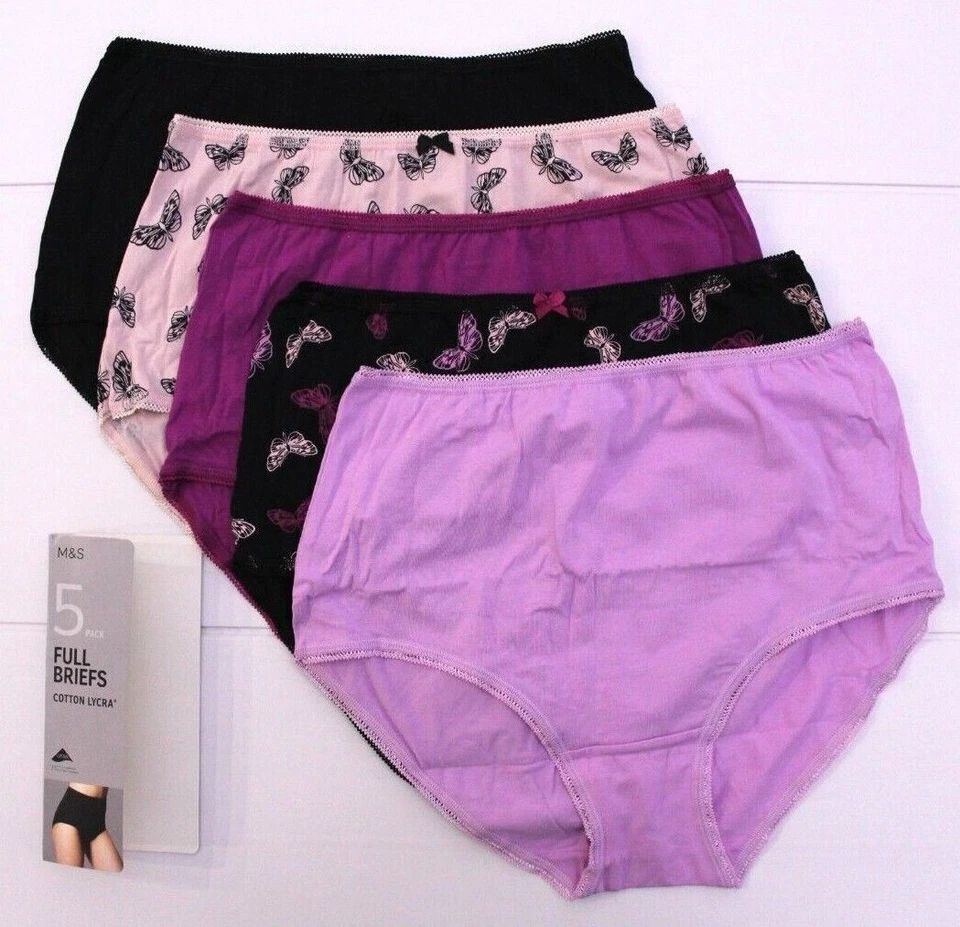 M & S Ladies 5 Pack Cotton Lycra Full Briefs Knickers Underwear Sizes 8 to 24 - Image 4 of 4
