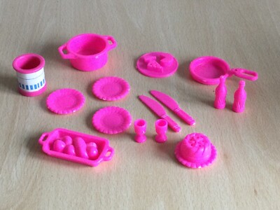 VINTAGE 1994 BARBIE SO MUCH TO DO KÜCHE ROSA ZUBEHÖR KONVOLUT X 15 TEILE