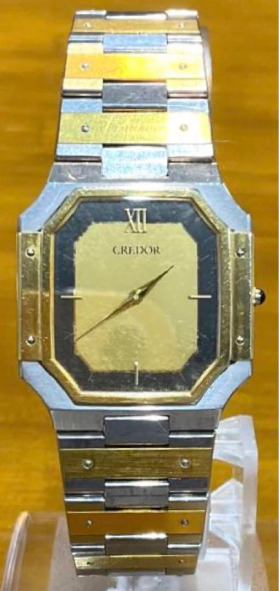 Seiko Credor 9570-5210 Quartz Gold Dial 14k bezel Mens Watch very