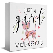 Funny Cat Sign Cat Gifts for Cat Lovers Desk Decor Wooden Box Sign Cat Gifts ...