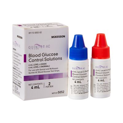 McKesson Quintet AC Glucose Control Solution Level 2 & 4 2 X 4 mL 1 per Box