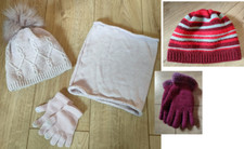 Winter Kids Hats Gloves Neck Warmer Set Knit Fleece