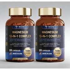 2-Pack 12-in-1 Magnesium Complex 700mg, High Absorption Forms for Daily Support