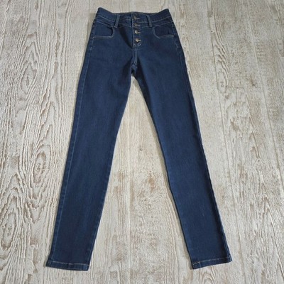 Bongo Vintage Y2K Women High Waisted Dark Wash Button Fly Skinny Jeans Size 3