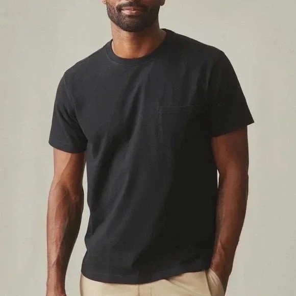 American Giant Mens Pocket T Shirt Black XXL Cotton Made in USA Crew Neck Casual