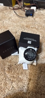 Activa Digital Quartz Wristwatch White Silicone Band Black Dial Original Box
