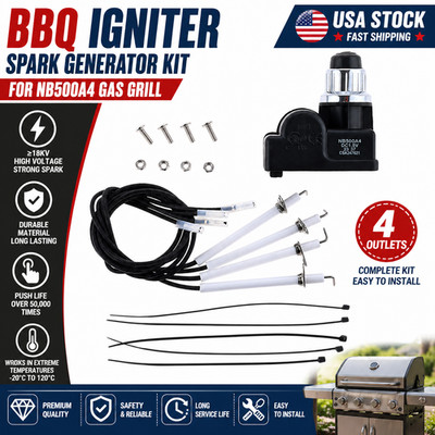 4 Outlet BBQ Igniter Spark Generator Push Button for NB500A4 Gas Grill Kits