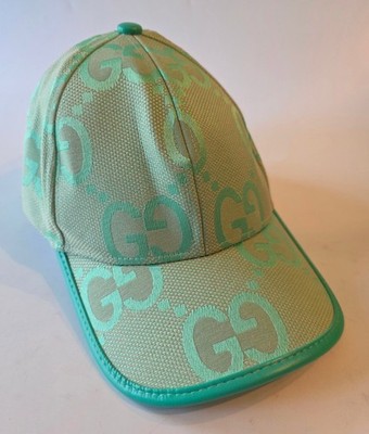 GUCCI Jumbo GG Logo Baseball Cap Mint Green 100% Cotton - Never