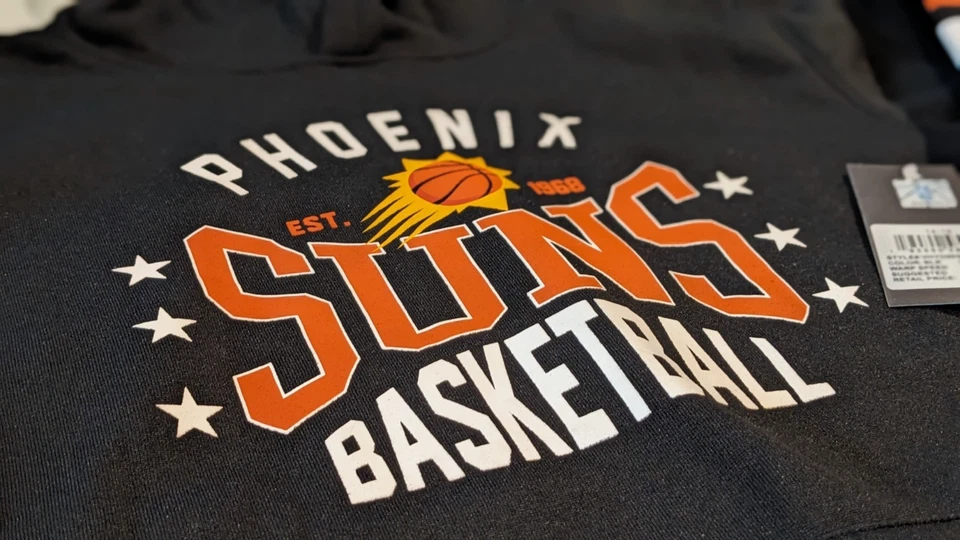 NBA Phoenix Suns UNK Youth 14-16 黑色标志连帽衫全新带标签 70 美元零售价 — 第 4/4 张图片