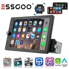 10" Single 1 DIN Car Stereo Radio Wireless Apple CarPlay Android Auto AUX USB BT
