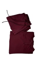 Mandala Scrubs Women's Burgundy V-Neck Scrub Top and Jogger Pants Set