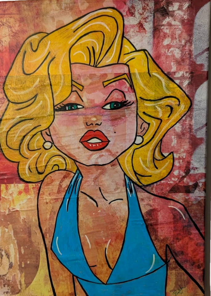 Medios mixtos Marilyn Monroe 12x16x1 ÚNICOS EN SU CLASE Foto 2 de 4
